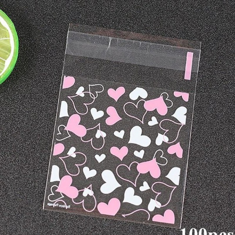 Пакет подарочный "Сердечки бело-розовые" 10х10см